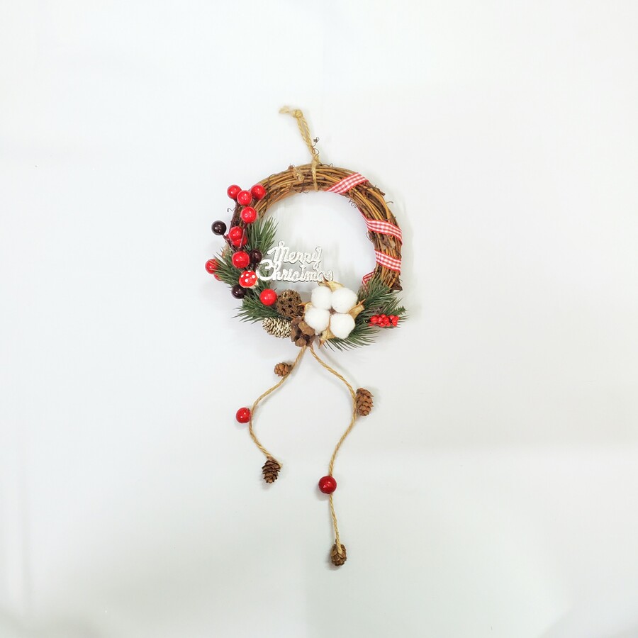 Vòng Hoa Noel VN03 15cm Vòng Nguyệt Quế Giáng Sinh Có Đèn