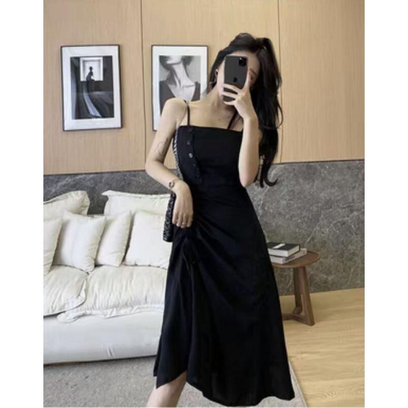 ĐẦM DỰ TIỆC ĐẦM XOÈ NHÚN EO VÁY CHỮ A HAI MÀU TRẮNG ĐEN