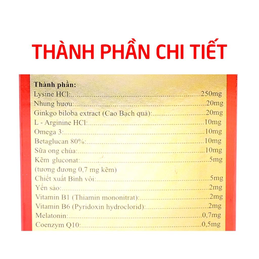 Viên Ăn Ngủ Ngon Rostex Omega 3, lysin, kẽm tăng sức đề kháng, tăng sức khỏe - Chai 60 viên