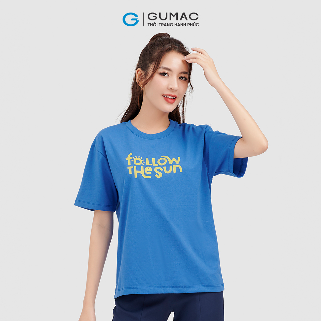 Áo thun nữ GUMAC ATC08079 cổ tròn in chữ