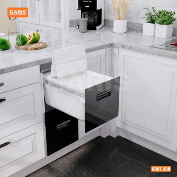 Thùng gạo mặt kính đen Garis GR07.30B