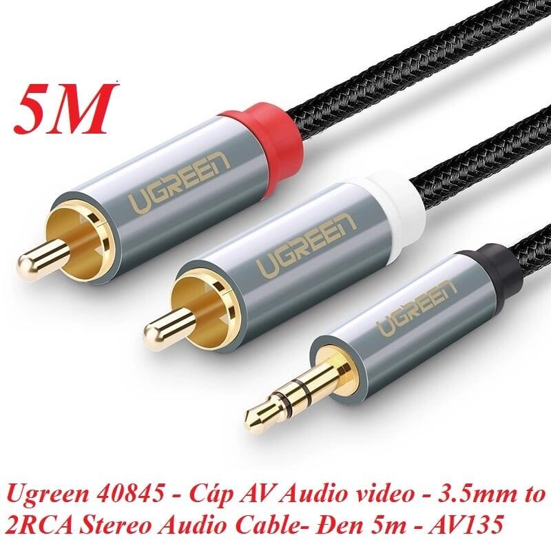 Ugreen UG40845AV135TK 5M màu Đen Cáp âm thanh 2 đầu Bông sen sang 3.5mm Dương đầu bọc nhôm mạ vàng - HÀNG CHÍNH HÃNG