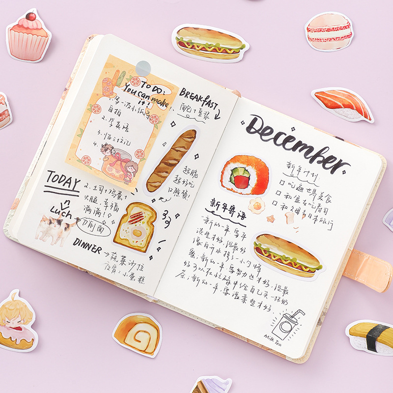 Bộ Sticker 20 miếng dán chủ đề Yammy Food - Gói nhãn dán trang trí sổ tay bullet journal - M145