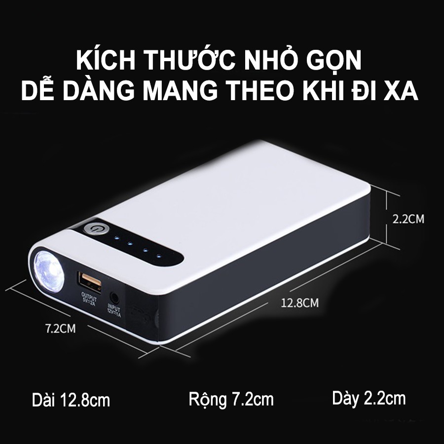 Bộ Kích Điện Bình Ắc Quy Ô Tô,Xe Máy Dung Lượng Lớn 30.000 mAH,Tích Hợp Sạc Dự Phòng Cho Thiết Bị Di Động Tự Ngắt Khi Đầy