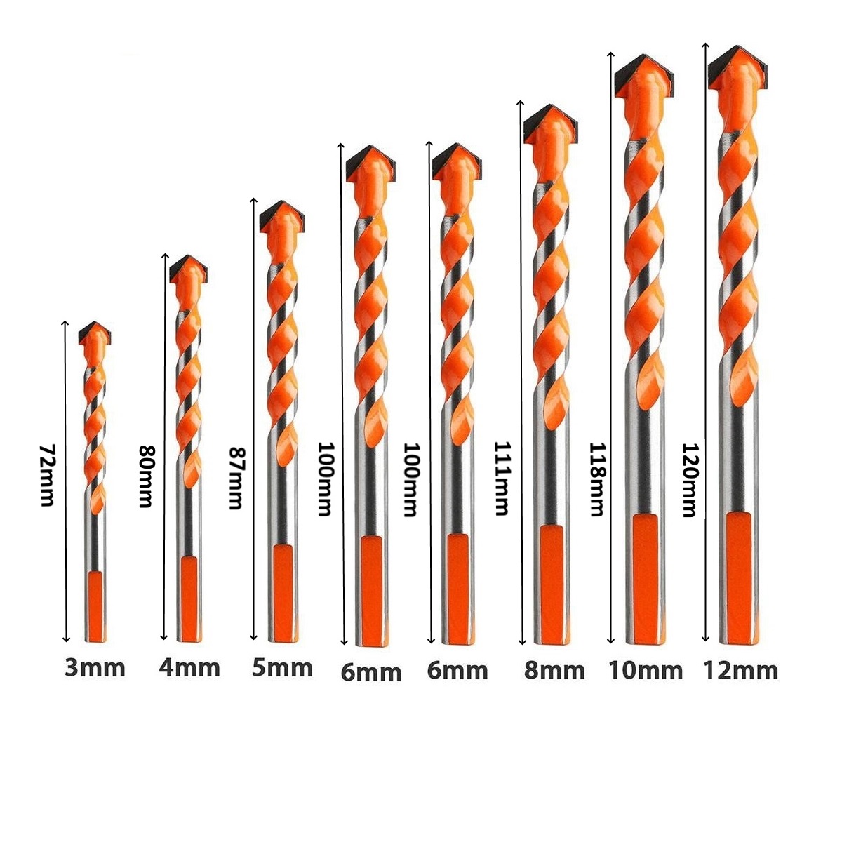 Bộ 8 Mũi Khoan Đa Năng Cao Cấp Hai Cạnh 3MM Đến 12MM