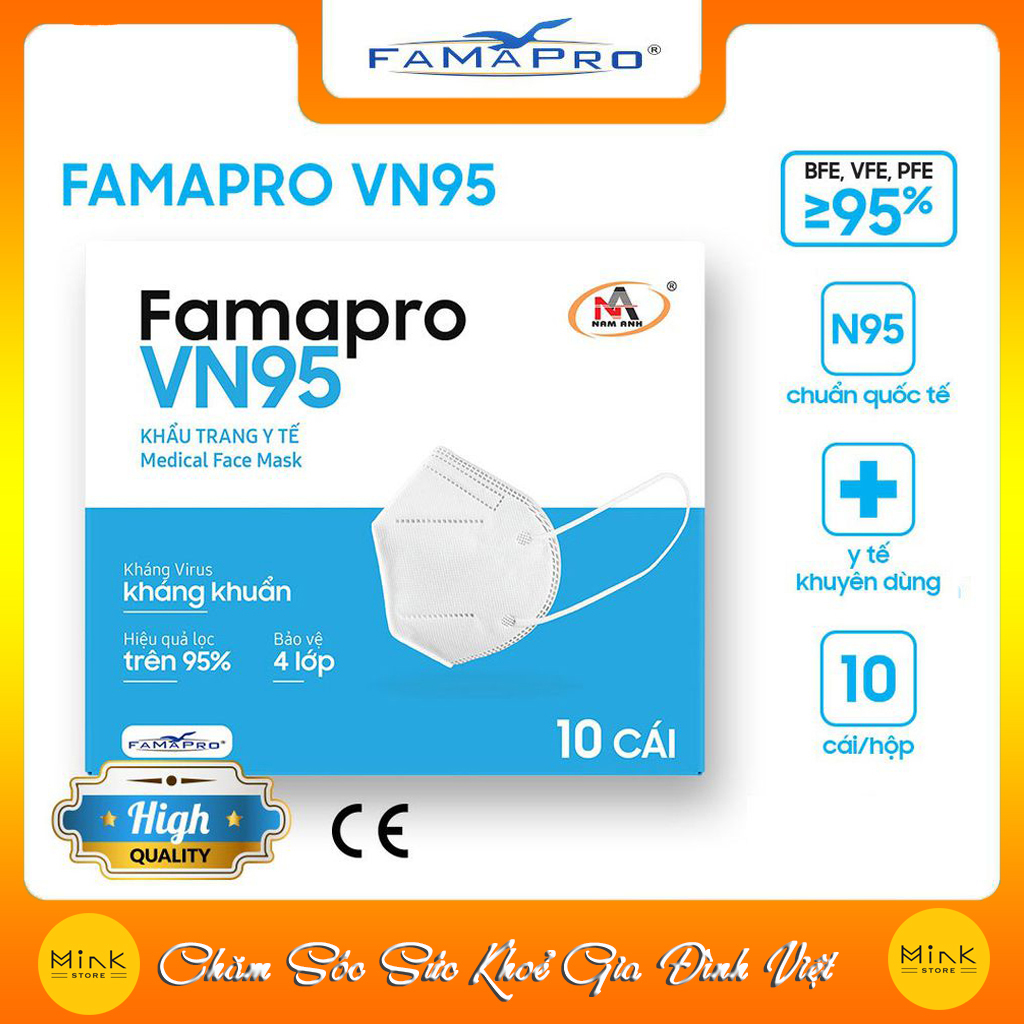 [[ Xuất Khẩu Mỹ ]] - Khẩu Trang Y Tế Cao Cấp FAMAPRO - 4 Lớp Kháng Khuẩn / 95% Lọc Khuẩn, Bụi, Virus Tốt Nhất / Người Lớn - [ CB1 - VN95 - TÚI / HỘP ]