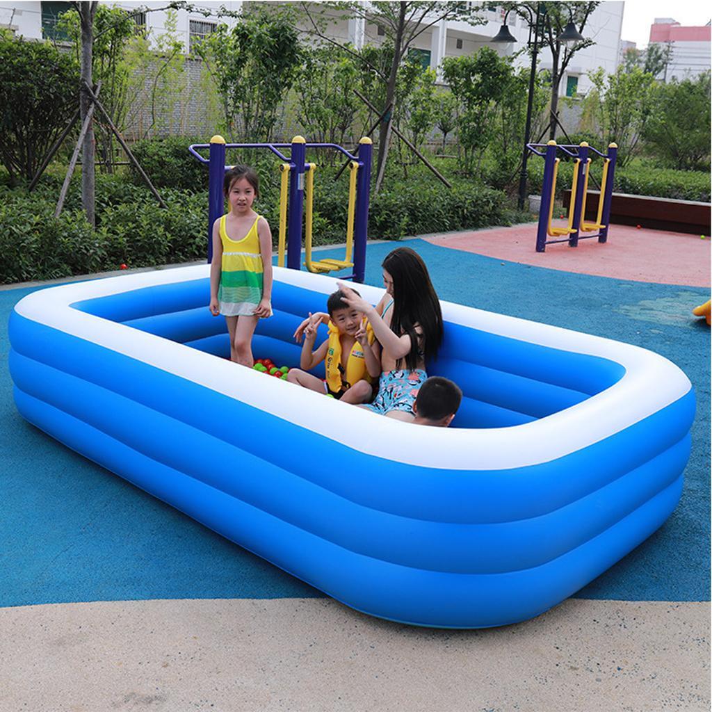 Paddling Pool Rectangular Family Swimming   for Kids and Adults  Family Paddle Pool with 1 Swimming , 1 pump, 5 balls