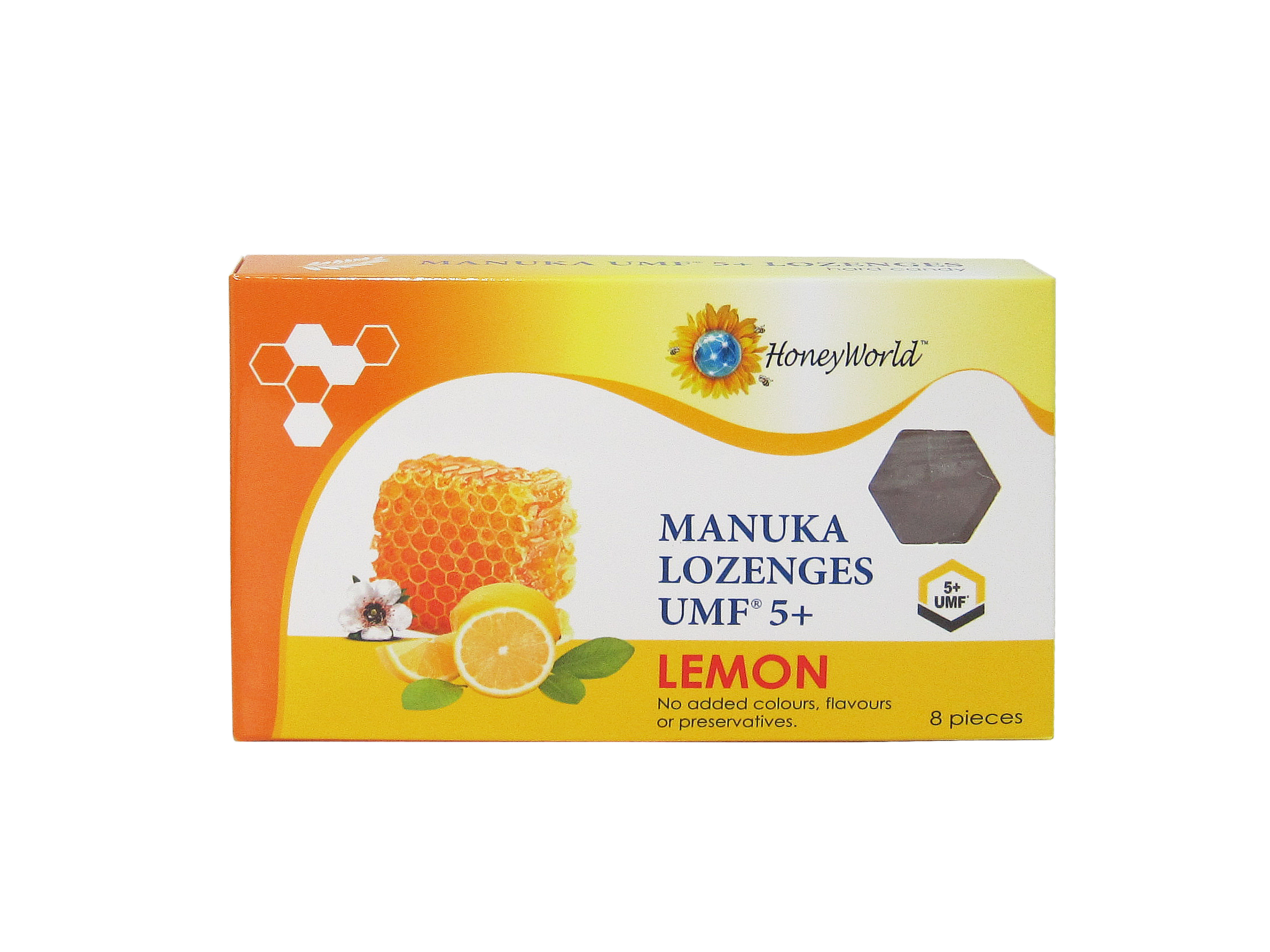 Viên Ngậm Mật Ong Manuka Vị Chanh UMF5+ Lemon Lozenges Hương Bạc Hà Nhẹ Dịu Hộp 8 Viên