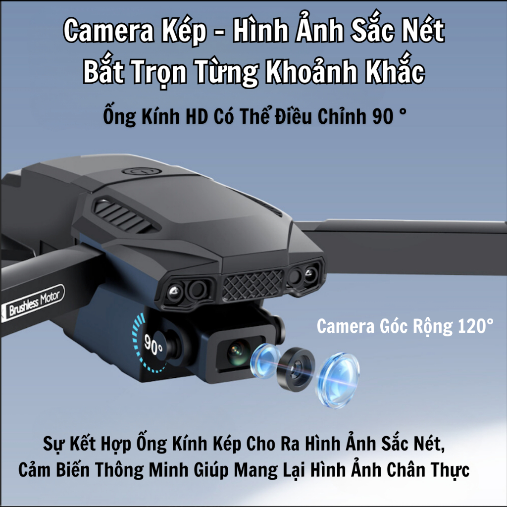 Hình ảnh Flycam F199 Pro Max Cảm Biến Chống Va Chạm, Plycam mini Camera Chống Rung 2 Trục, Động Cơ Không Chổi Than - Hàng Chính Hãng