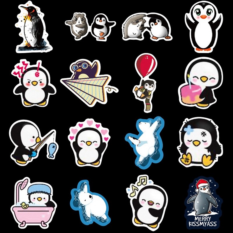 Sticker 50 miếng hình dán Cute Penguin