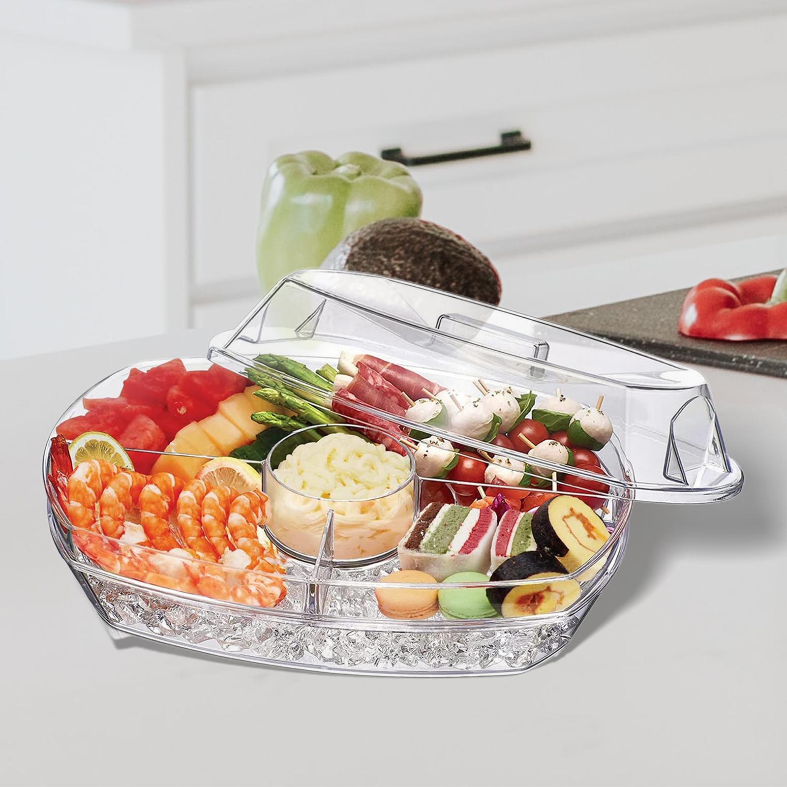 Ice Serving Tray Catering Trays Ice Serving 4 Compartment for Meats Vegetables Salad