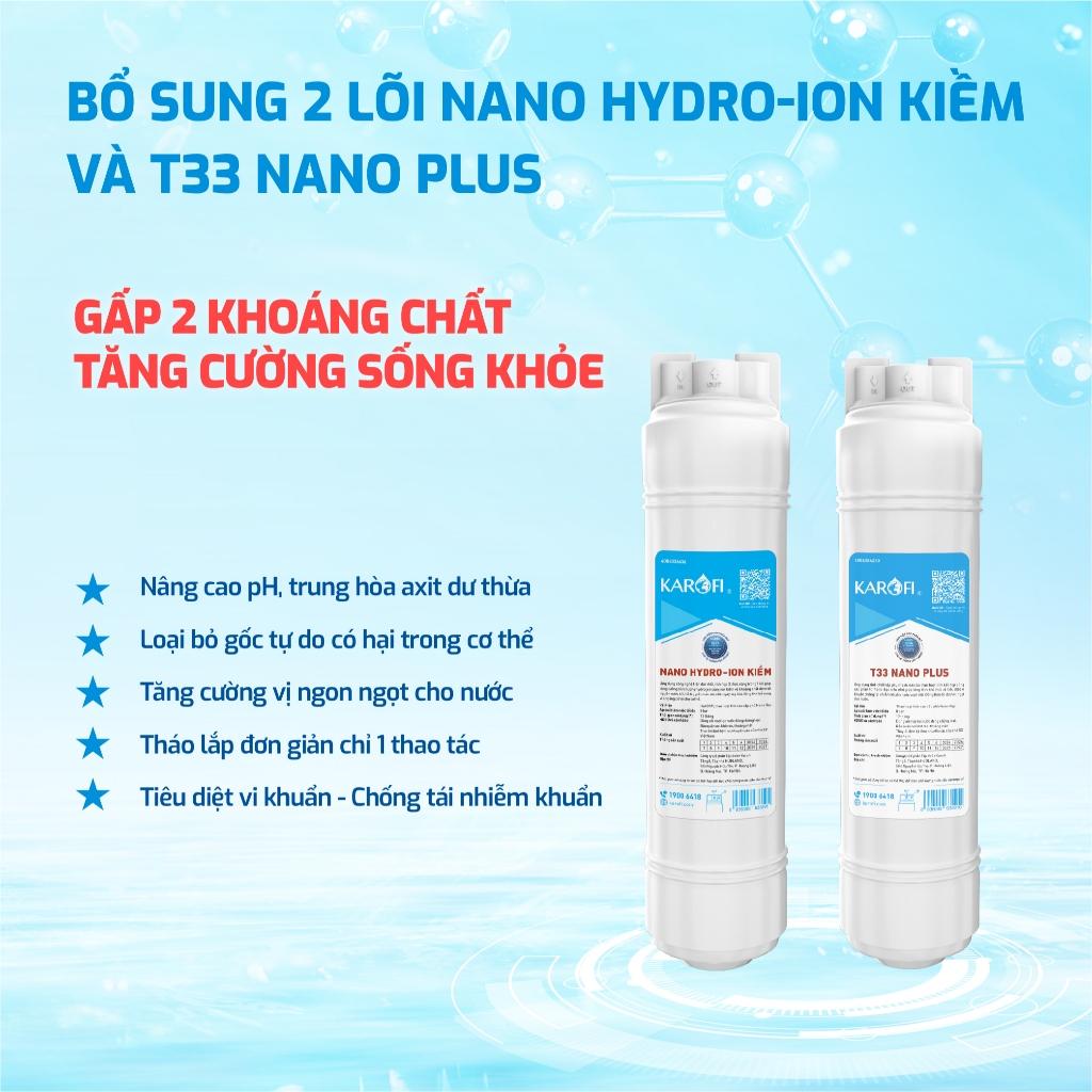 Máy lọc nước RO Mỹ 12 lõi KAROFI KAQ-L22 - 1 lõi Hydro ion kiềm+1 lõi T33 Nano, Aiotec - Giao lắp miễn phí - Hàng Chính Hãng