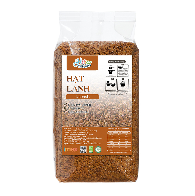 Hạt Lanh Nâu Havafoodies Túi 500g – Brown Flax Seeds