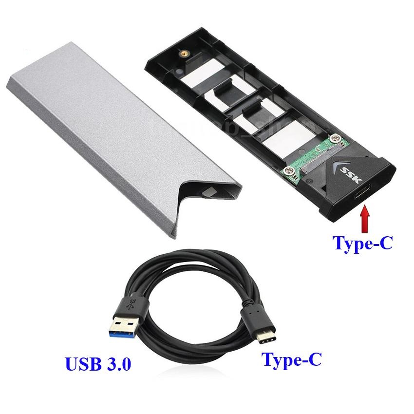 Box chuyển SSD M2 Sata sang ổ cứng di động SSK SHE-C320 chuẩn 3.0 - Hỗ trợ đến 5Gbps (xám)