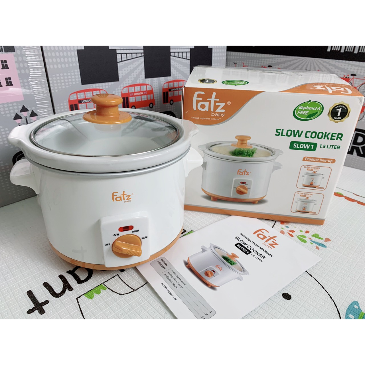 Nồi nấu chậm 1.5L Fatz Baby FB9015MH - tặng 1 thìa ăn dặm báo nóng