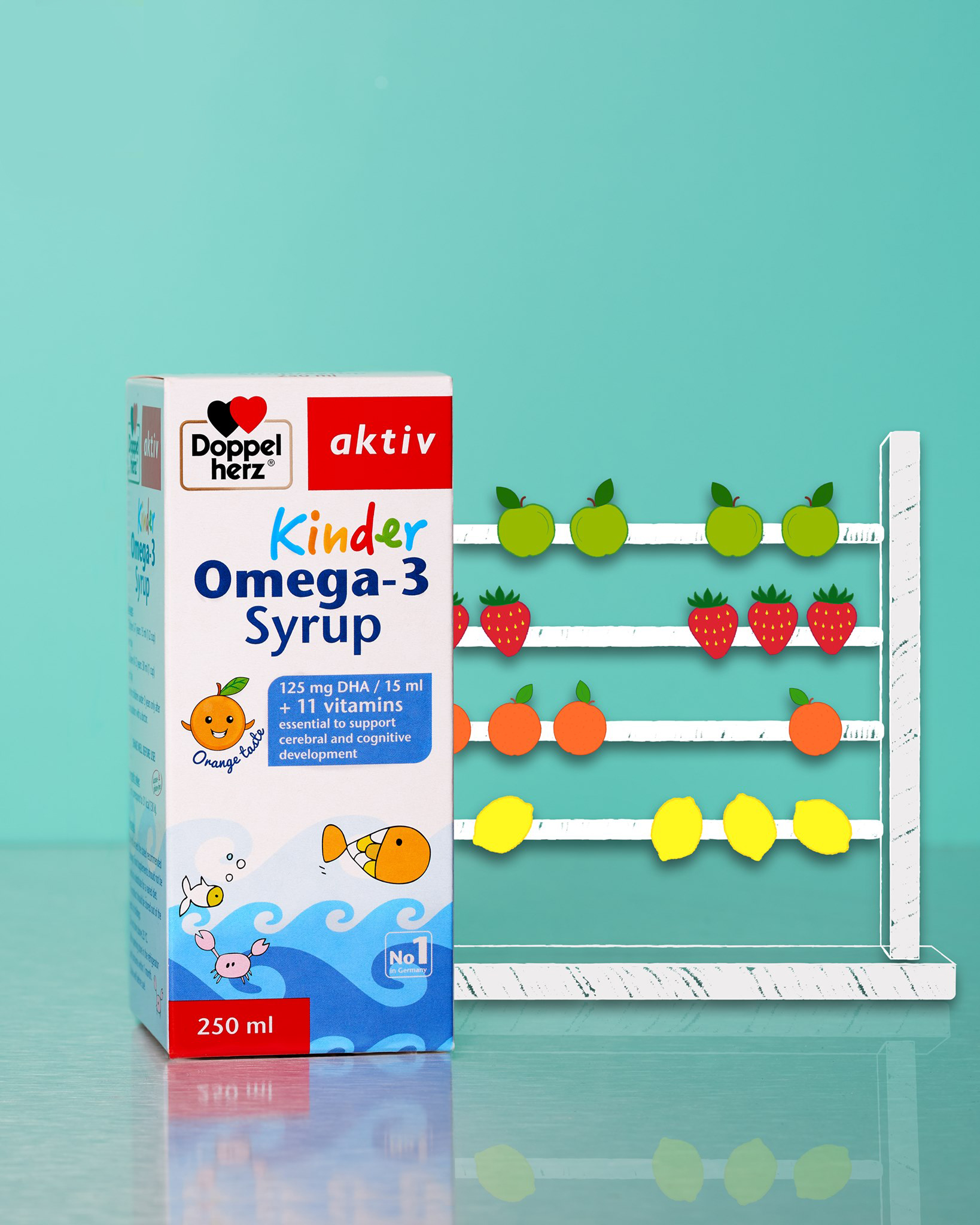 Siro hỗ trợ phát triển não bộ và thị lực cho bé Doppelherz Aktiv Kinder Omega-3 Syrup (Chai 250ml)