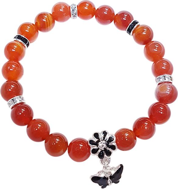 Vòng Tay Mệnh Hỏa, Thổ Đá Mã Não, Charm Butterfly Laliz CM.03