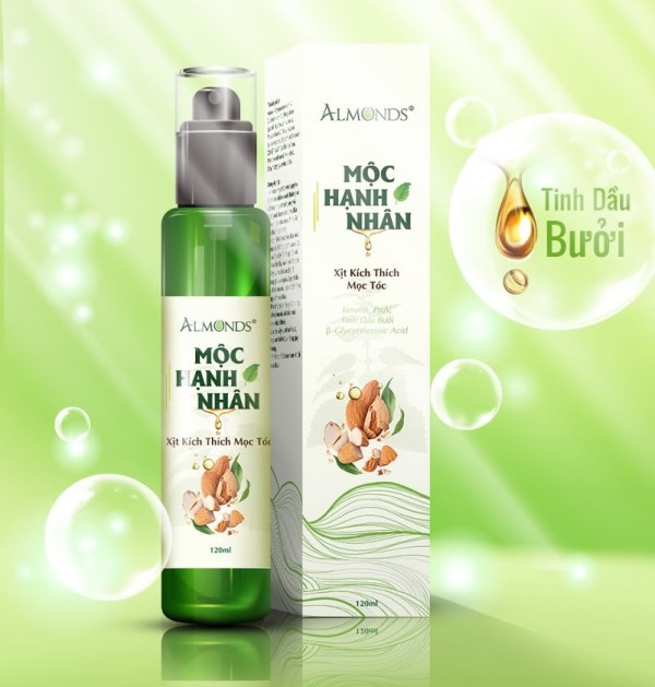 Xịt kích mọc tóc mộc hạnh nhân Almonds chiết xuất từ bưởi 120ml