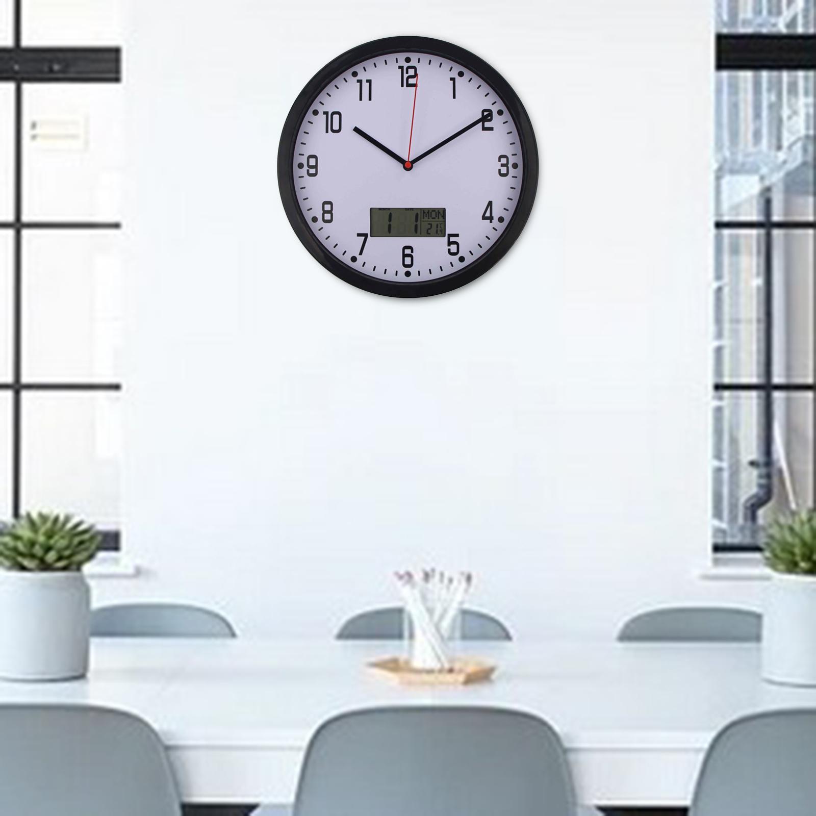 Modern Minimalist Wall Clock with Date and Temperature Large Display Clocks