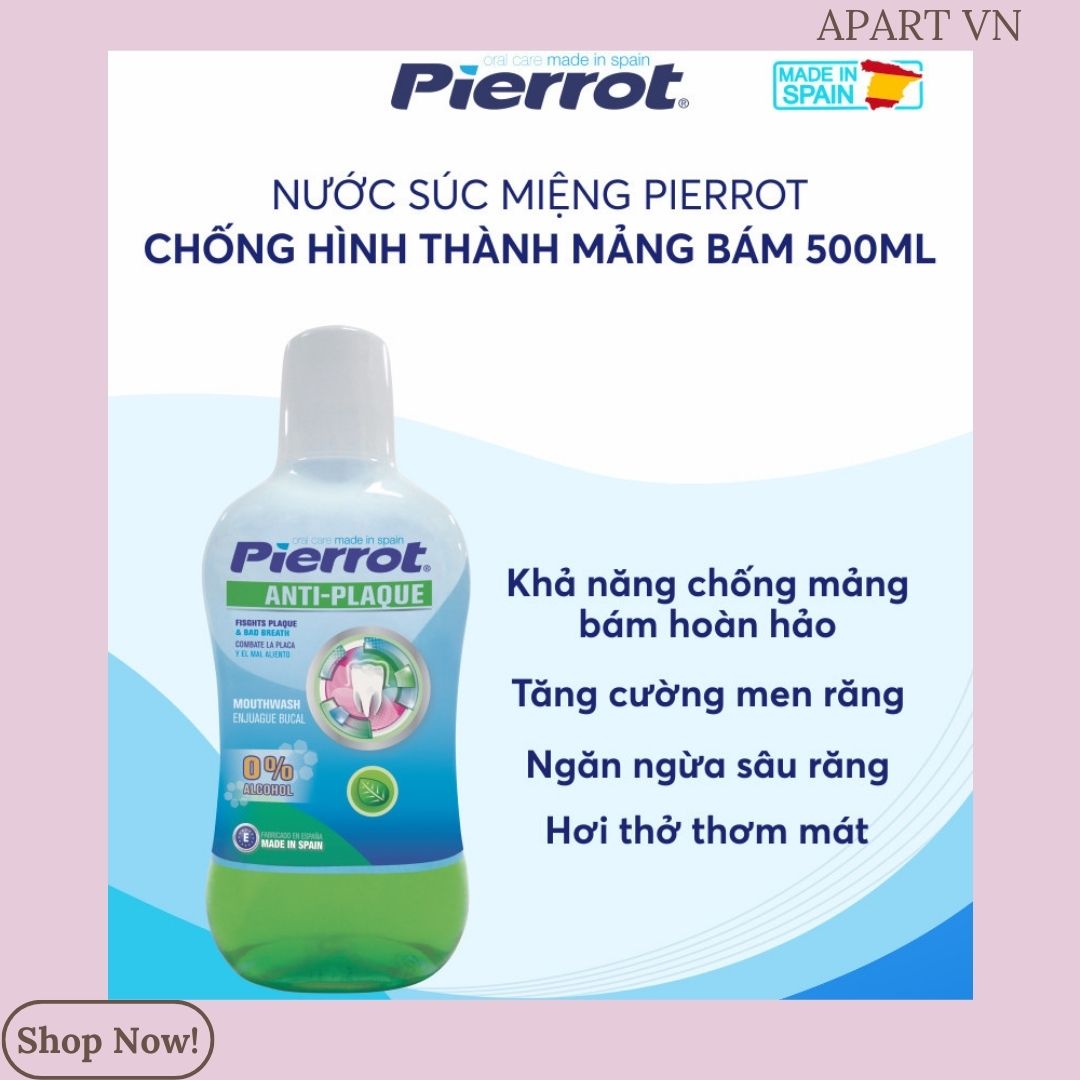 Nước súc miệng chống hình thành mảng bám PIERROT 500ml