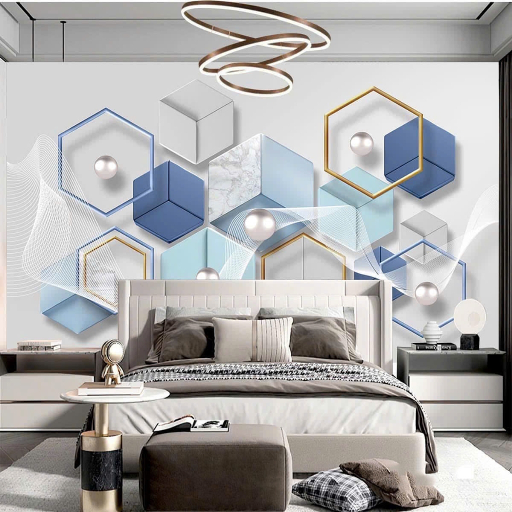 (HCM) Tranh dán tường 3d họa tiết trừu tượng trang trí phòng khách, phòng ngủ( có in theo yêu cầu)