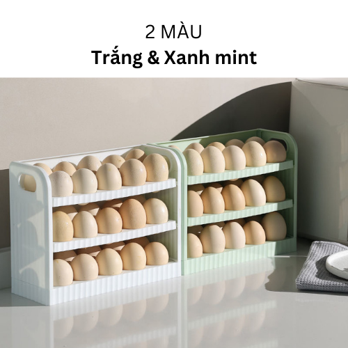 Khay đựng trứng CÁNH TỦ LẠNH 3 tầng 30 quả nhựa PP an toàn cao cấp