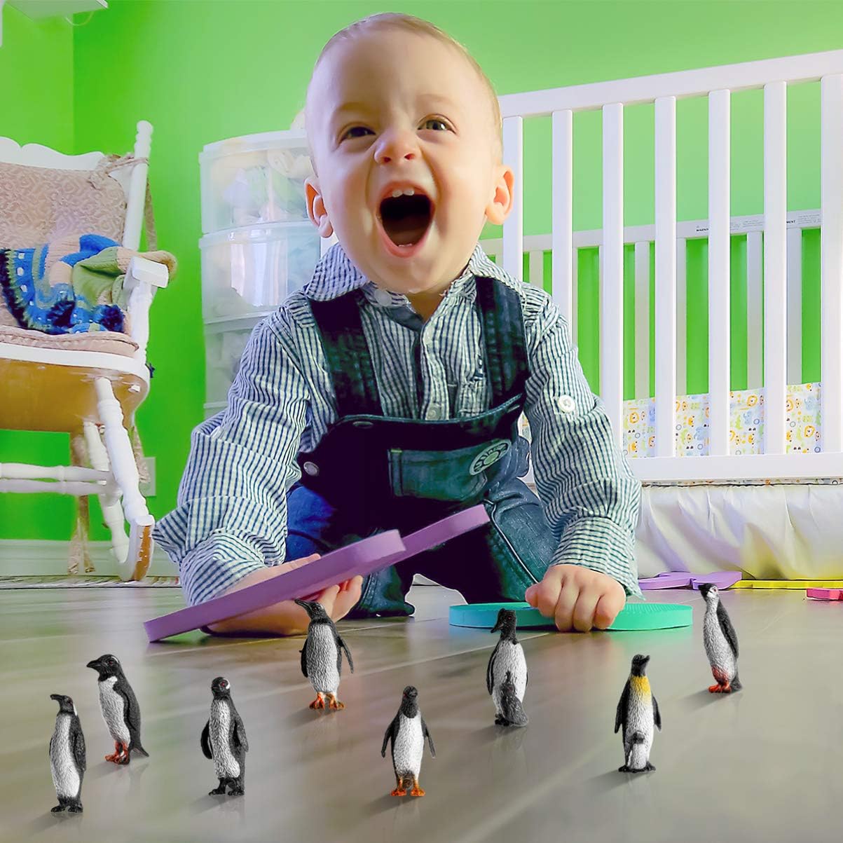 Set 8 đồ chơi mô hình chim cánh cụt mini trang trí tiểu cảnh