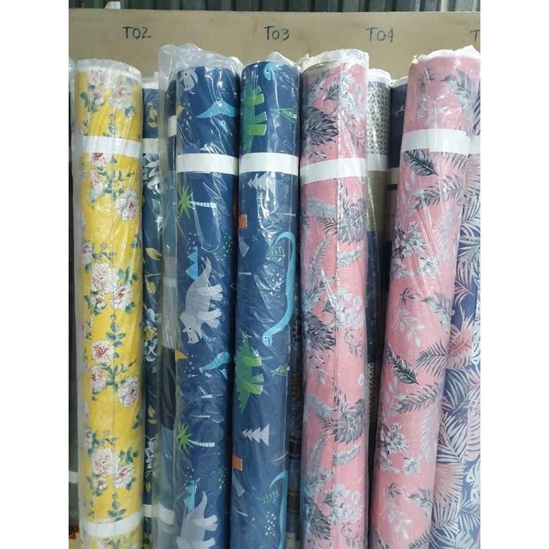 vải cotton may ga gối cho bé trai bé gái-khủng Long xanh