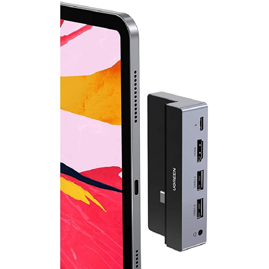 Bộ Hub chuyển đổi USB Type-C UGREEN CM317 70688 cho iPad Pro 2018 2020, bao gồm các cổng 3.5mm, HDMI, 2 cổng USB 3.0, 1 cổng PD 100W - Hàng chính hãng