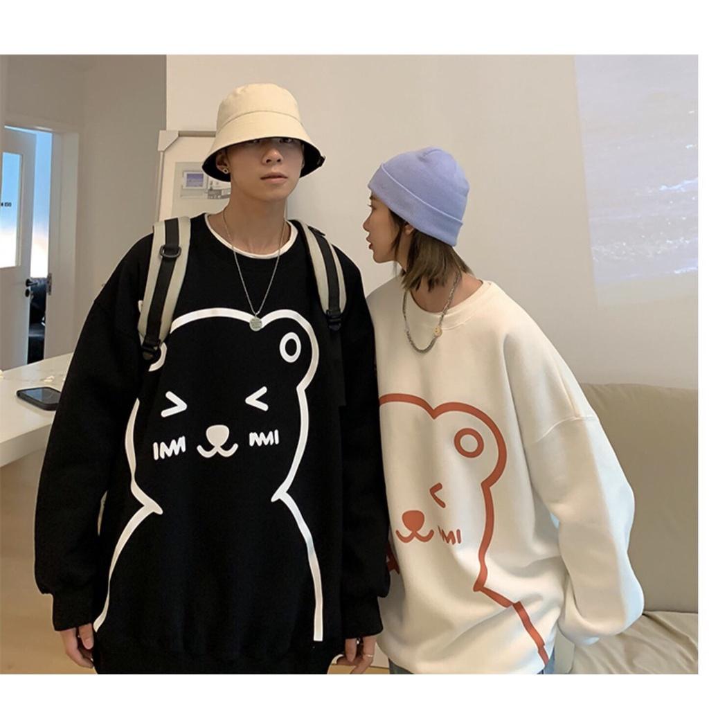 Áo Sweater Nỉ Bông Họa Tiết Gấu HO-BEAR Form Rộng Unisex Nam Nữ BASIC 4 Màu Hottrend Ulzzang