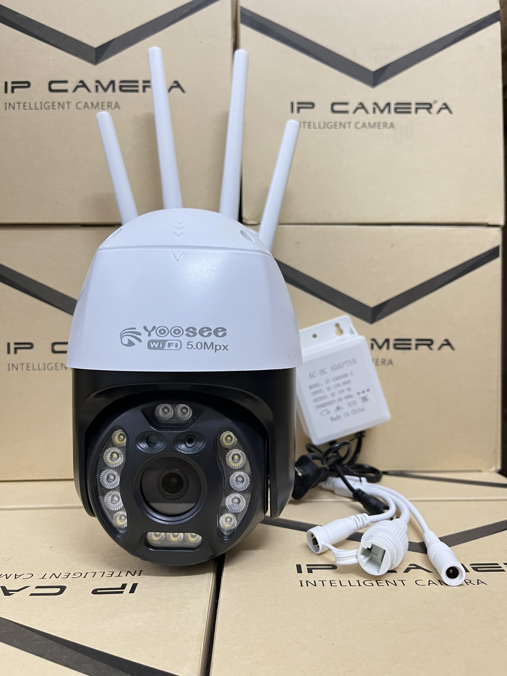 Camera IP Wifi Yoosee 5MP an ninh ngoài trời &amp; Báo động âm thanh Tầm nhìn ban đêm- Hàng nhập Khẩu