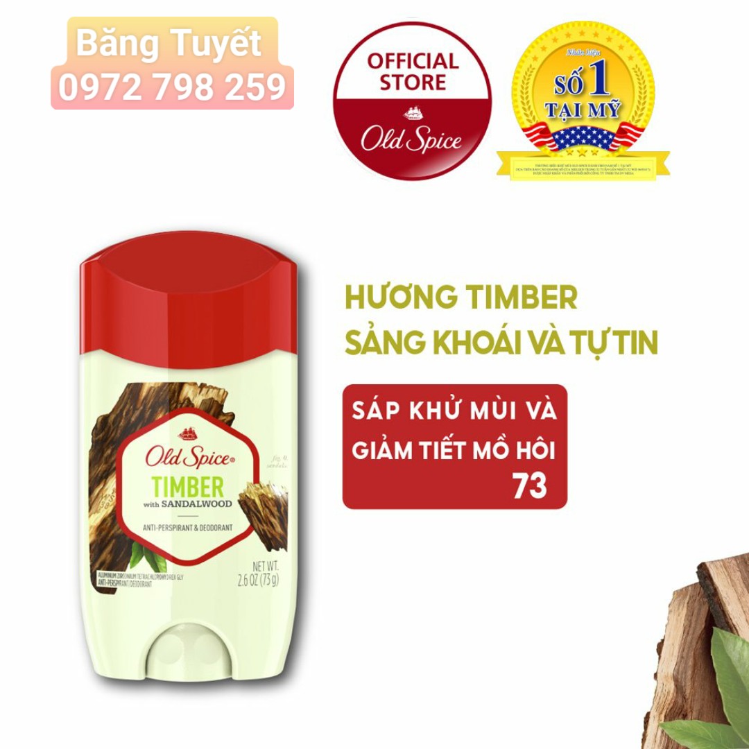 Lăn sáp khử mùi và ngăn mùi hôi Old Spice Timber Anti-Perspirant &amp; Deodorant 73g