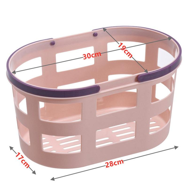 Drain Bath Basket Plastic Hand Basket Bathroom Bath Basket Storage Basket Bath Basket Bath Storage Basket Light Blue