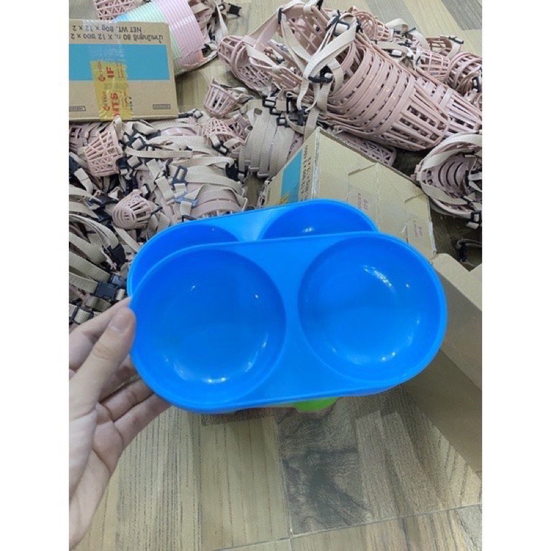 Bát Nhựa Đôi Ăn Uống Cho Chó Mèo