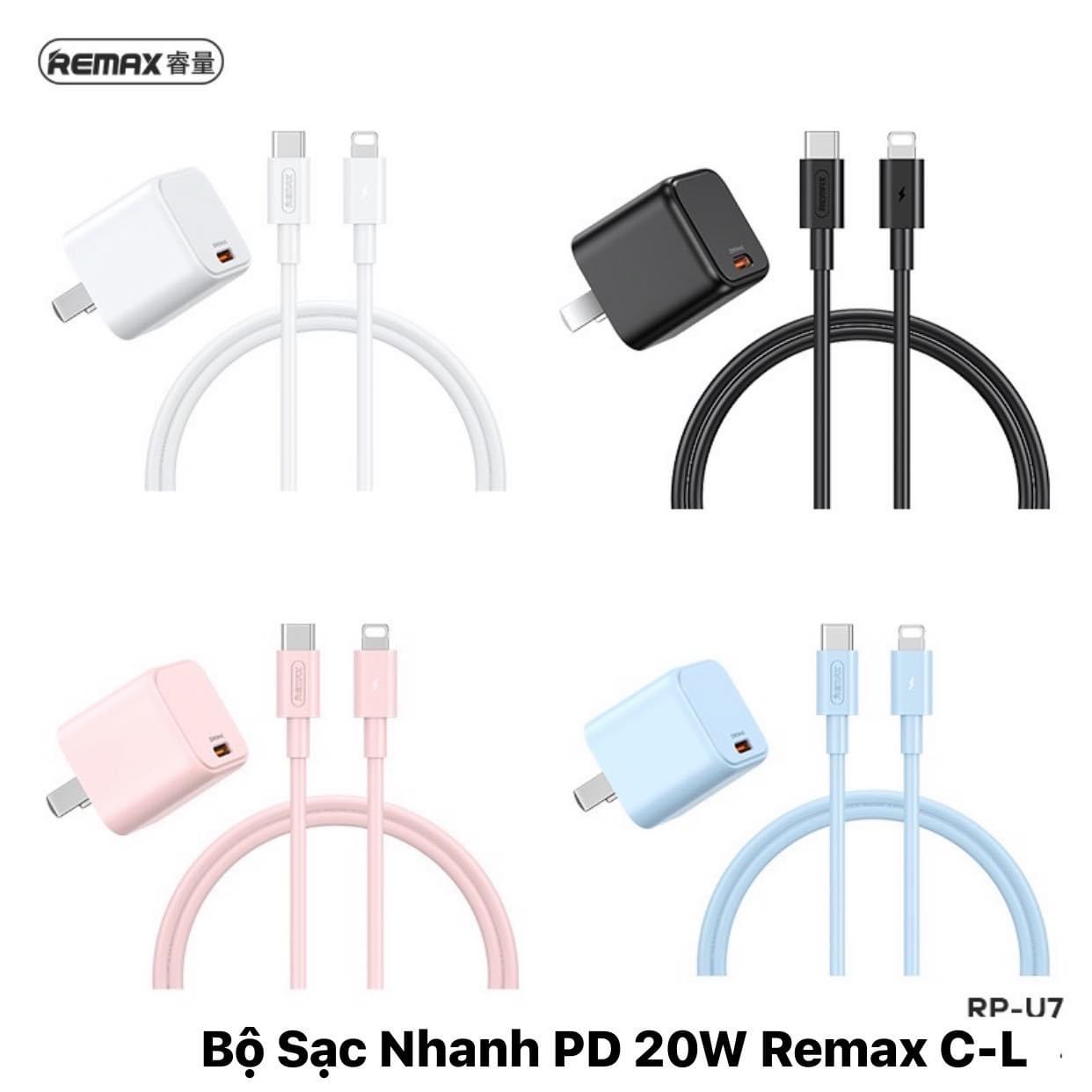 Bộ Sạc Nhanh PD20W Remax Rp-U7 Dành Cho Iphone 8-14Promax -Hàng Chính Hãng