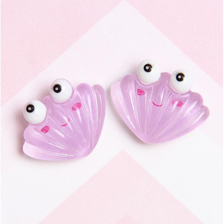 HN * Charm vỏ sò trong suốt với nhũ cho các bạn trang trí vỏ điện thoại, DIY