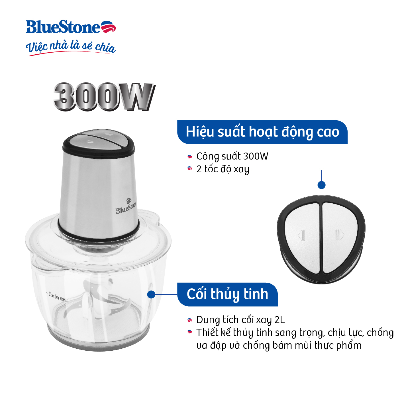 Máy xay thịt Bluestone CHB-5149 (300W) - Hàng chính hãng