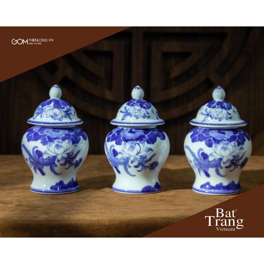 Bộ Đồ Thờ Gia Tiên Xanh Lam Ngọc Cao Cấp - Đồ Thờ Cúng Bát Tràng - Gốm Thiên Long