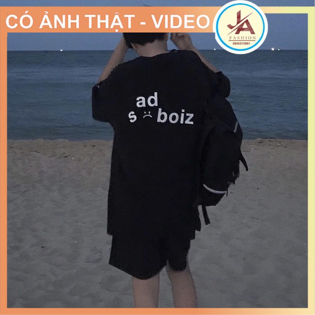 Áo Thun Unisex form rộng tay lỡ SADBOIZ mặt mếu thêu tay cá tính, áo phông nam nữ cổ tròn-JASHOP