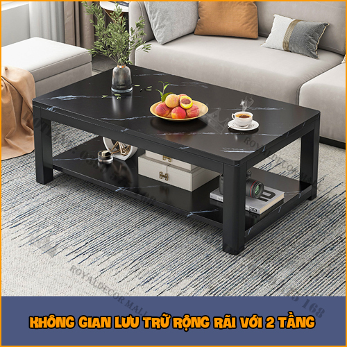 Bàn Trà Gỗ Họa Tiết Cẩm Thạch, Bàn Sofa 2 Tầng Siêu Đẹp