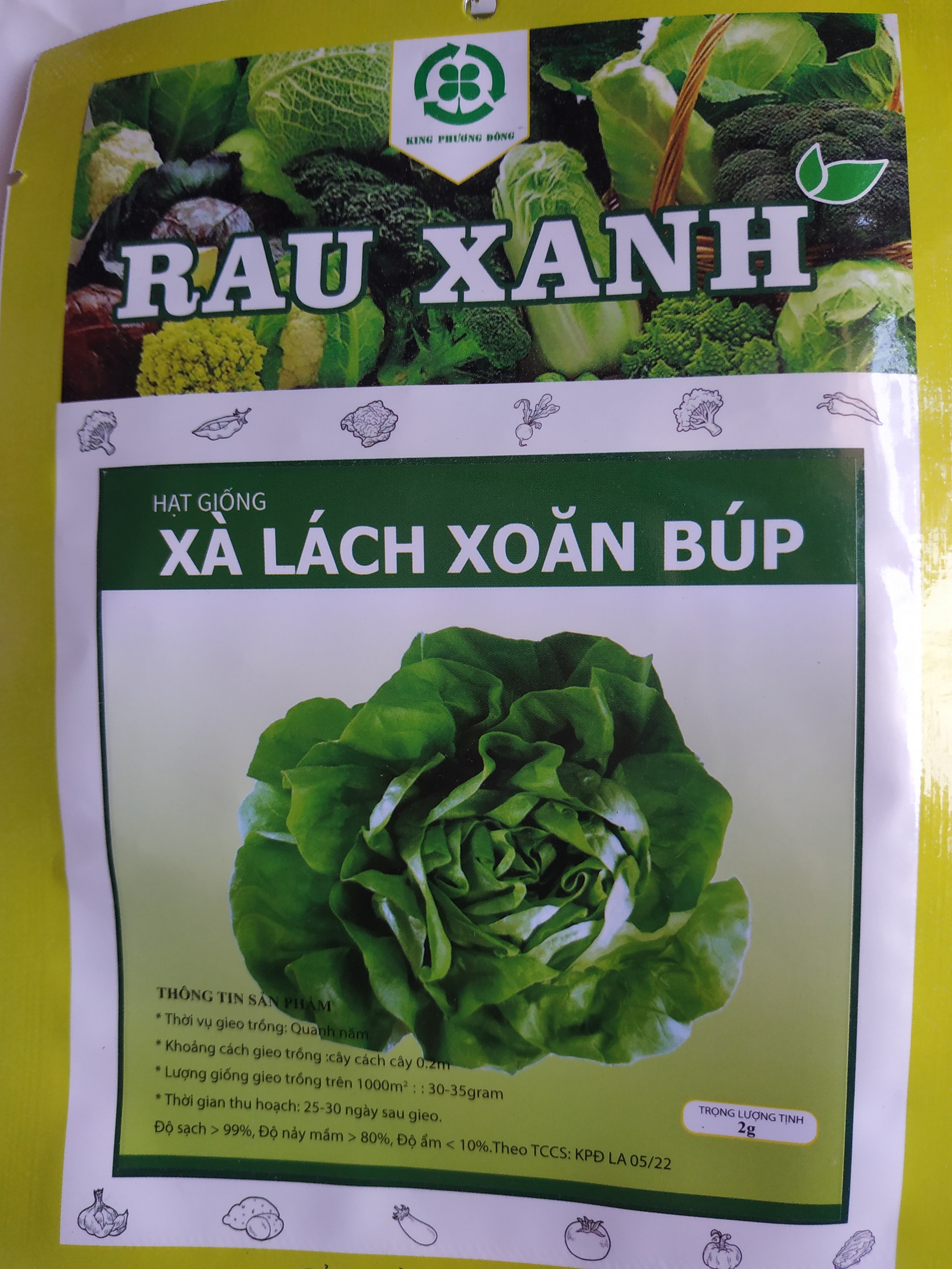 Hạt giống XÀ LÁCH XOĂN BÚP - gói 2 gram