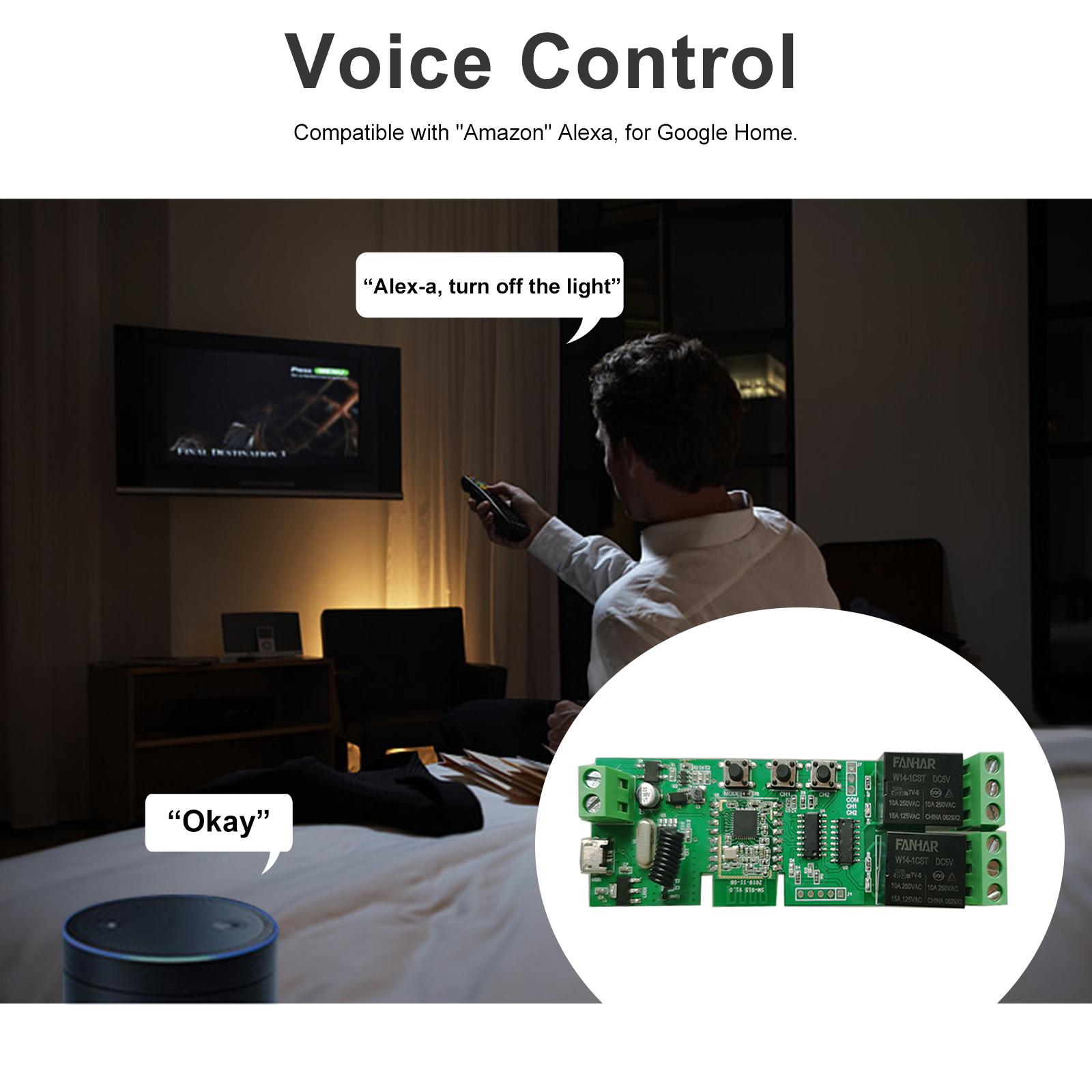 Tuya and eWeLink 2CH USB DC5V/7-24V WiFi Switch Wireless Relay Module Timing Function Remote Switch for APP Remote Control Compatible with Amazon Alexa Google Home
