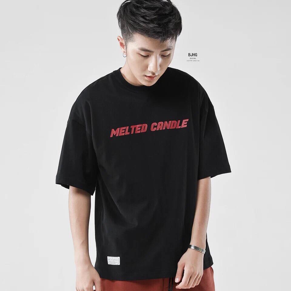 Áo tay lỡ unisex nam/nữ in chữ MELTED CANDLE. Áo tay lỡ form rộng. Áo thun unisex chất thun cotton 4 chiều.