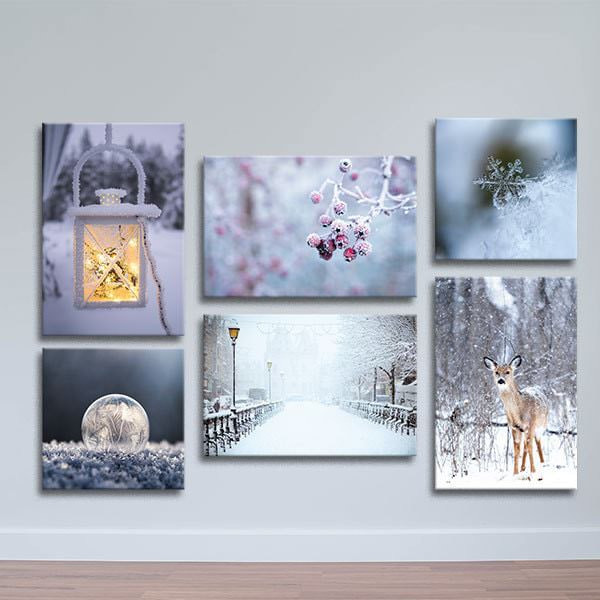 Bộ 6 Tranh Canvas Viền Composite Treo Tường Mùa Đông W511