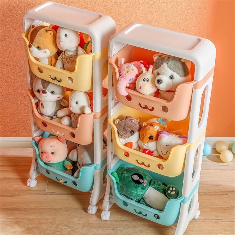 Kệ Để Đồ 3 Tầng Cho Bé Hình Gấu Có Bánh Xe Đa Năng Thuận Tiện Di Chuyển, Làm Kê Đựng Đồ Chơi, Kệ Sách Cho Bé