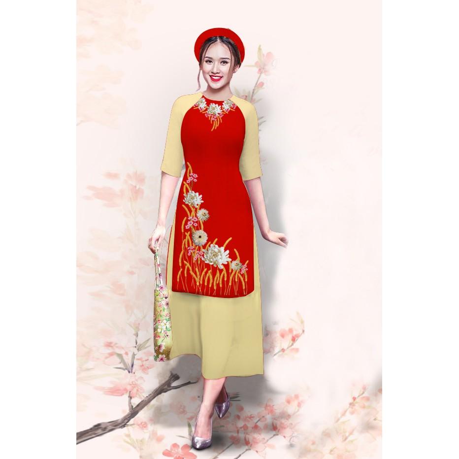 GIÁ XƯỞNG - Áo dài cách tân lụa in 3D hình cá chép ( áo kèm váy)