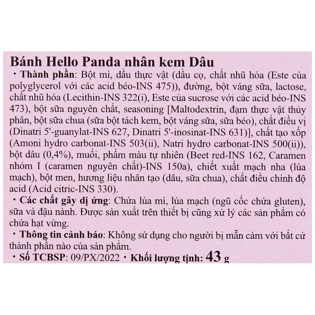 [Made in Singapore] Lốc 10 Bánh Hello Meiji Panda  dâu 43gr