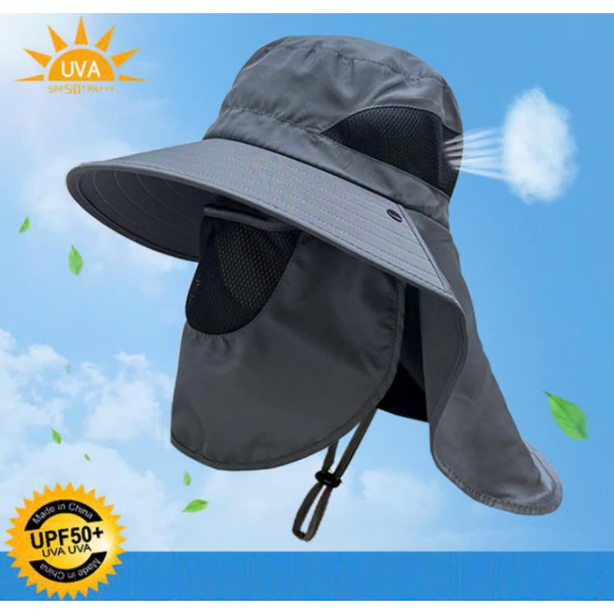 Mũ nón chống nắng nam đi cắm trại Đánh Golf Du Lịch Thể Thao Dã Ngoại Phượt Chơi Sports cho Nam – chống tia UV – bảo vệ da đầu rộng vành cao cấp Tai Bèo Trơn Khăn Chống Nắng Kết Hợp Mũ