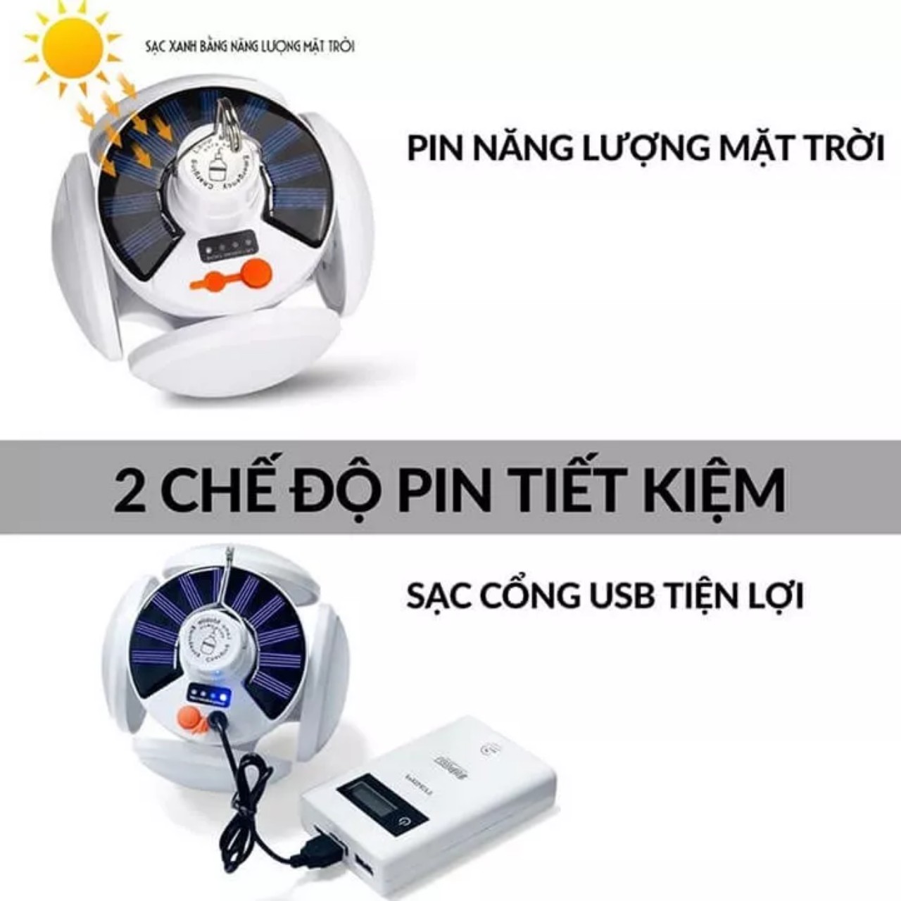 Bóng Đèn Tích Điện 40W , Năng Lượng Mặt Trời 4 Cánh ,Đèn Led Siêu Sáng ,Tiết Kiệm Điện Năng , Chống Nước - HÀNG CHÍNH HÃNG MINIIN