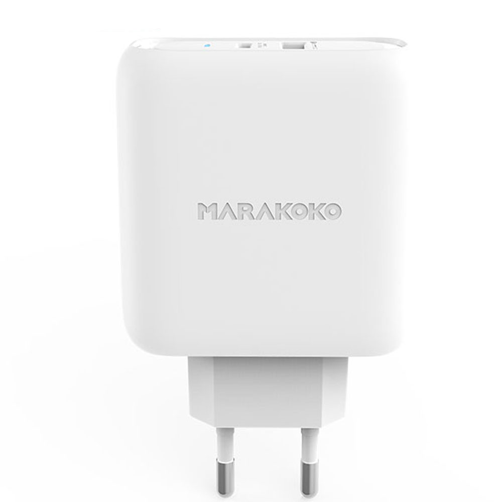 Củ sạc điện thoại Marakoko MA27, 2 cổng sạc Nhanh, 1x USB-C PD 3.0, 1x QC 3.0-Hàng Chính Hãng